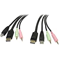 StarTech.com DP4N1USB6 - Cable KVM de 1.8 m (4 en 1- con Audio y micrófono) Color Negro